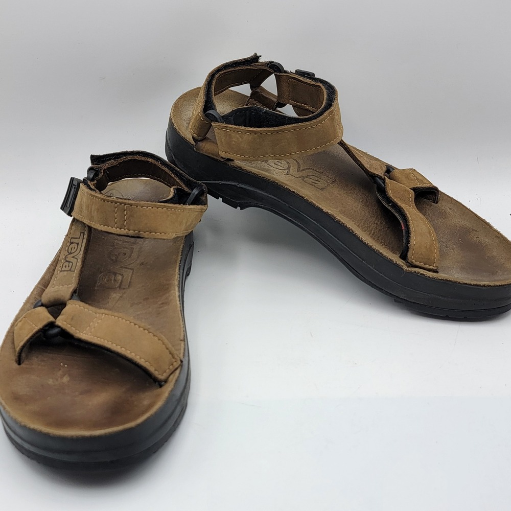 Teva‎ Mens Brown Leather Sport Sandals Vibram Sole Made in USA Size 9 M-9